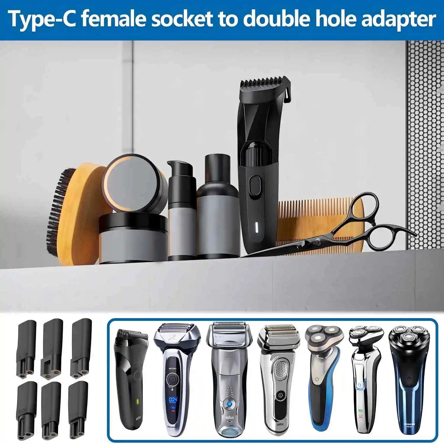 6-Pack Type-C USB Charger Adapter for Clippers & Trimmers USB Charger Adapter Oasis Select
