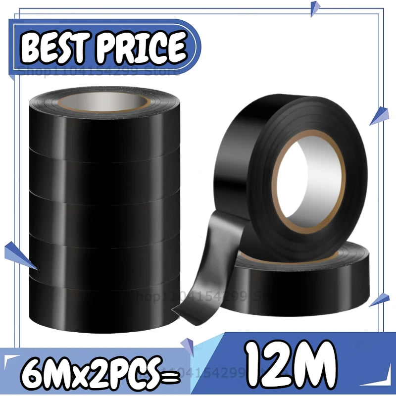 Electrical Insulating Tape Black Electrical Tapes Flame Retardant Strong Adhesive Wire Harness Tape for Electrical Wiring Tape Oasis Select 12M(2roll)