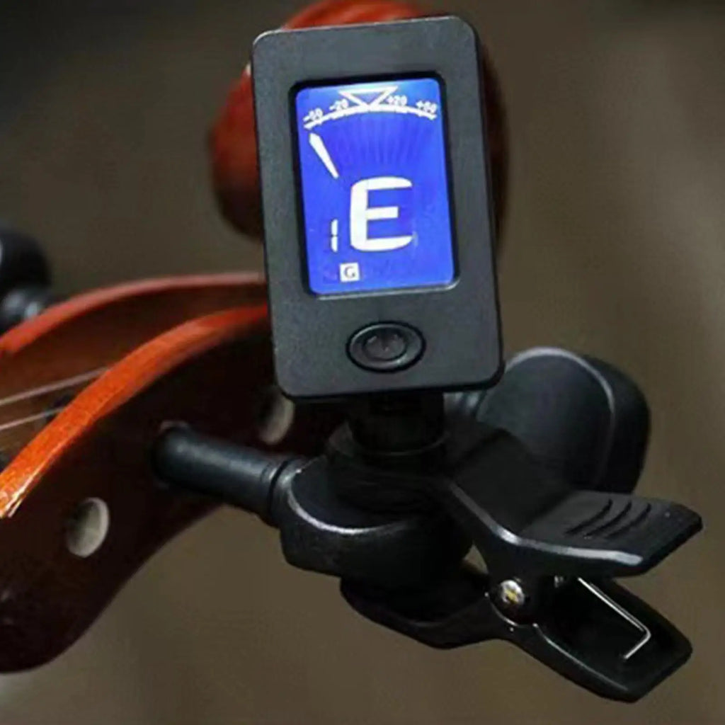 Clip-On Guitar Tuner – LCD Display for Guitar, Bass & Ukulele