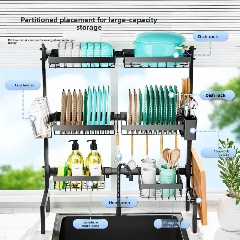 Kitchen Sink Shelf Sink Dish Rack Drain Rack Dish Storage Artifact Countertop Retractable Dish Rack Oasis Select