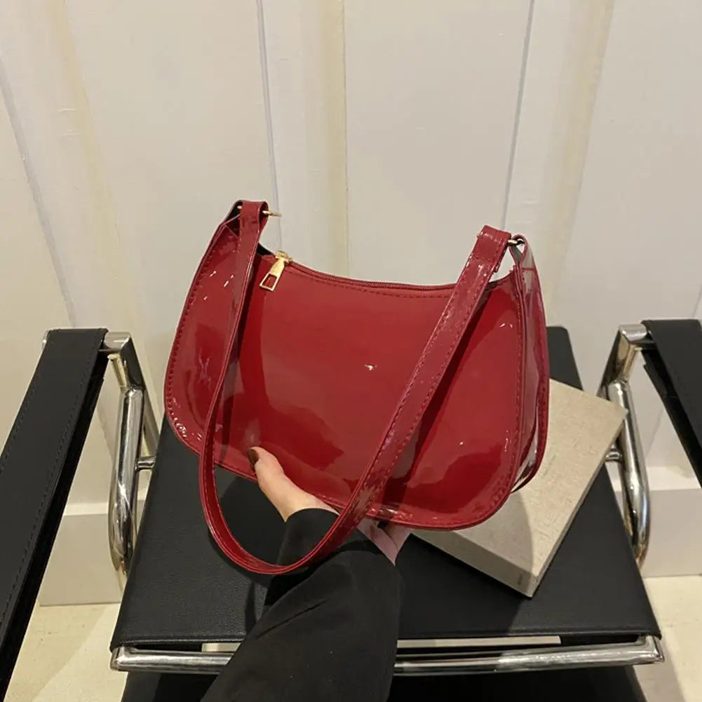 Fashion PU Leather Shoulder Bag Women's Trendy Underarm Bag Elegant Solid Color Small Square Bag Aesthetic Handbag Oasis Select