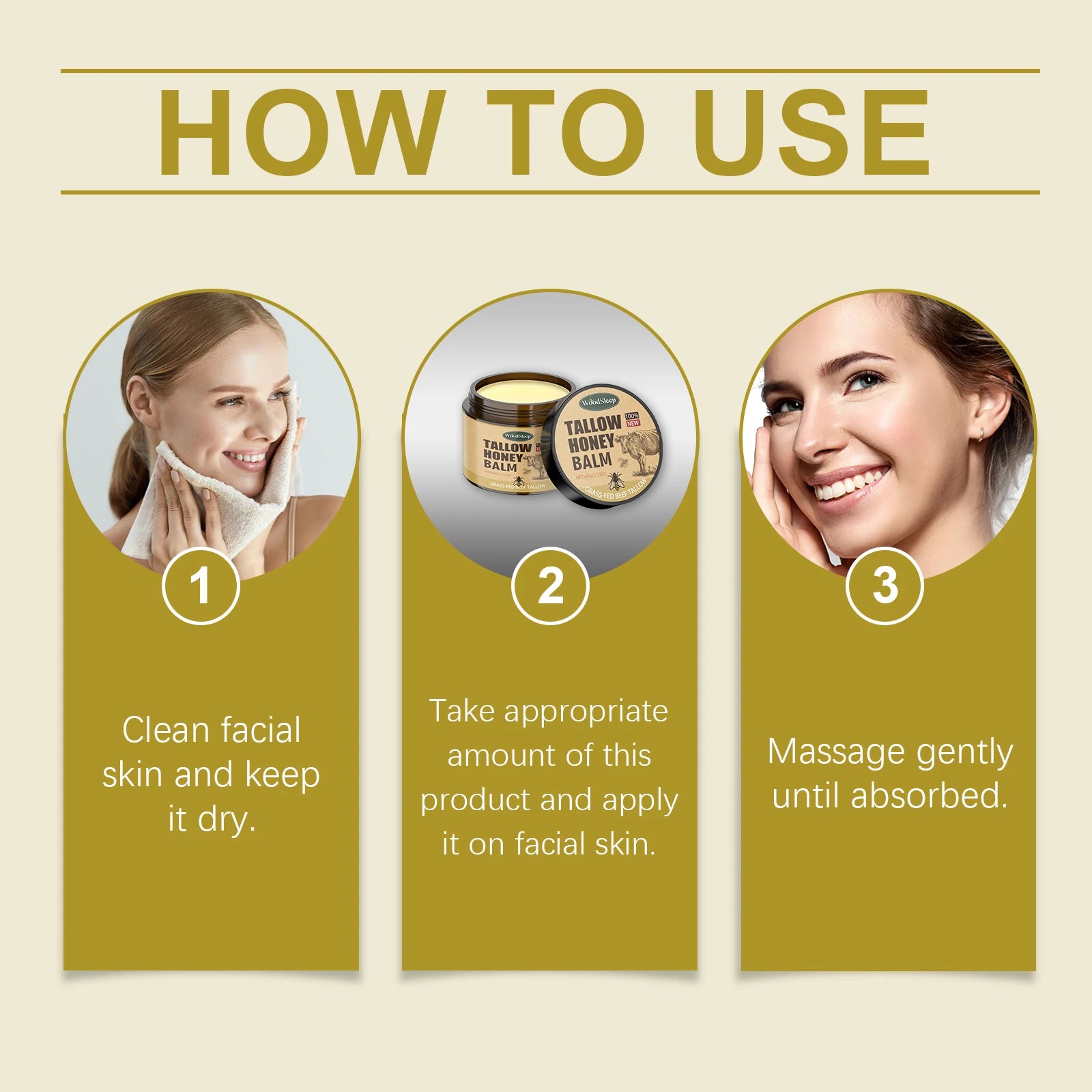 Deep Moisturizing Tallow Honey Balm For Face Natural Beef Tallow Anti Aging Light Non Greasy Skin Barrier Repair Daily Care 60g Oasis Select