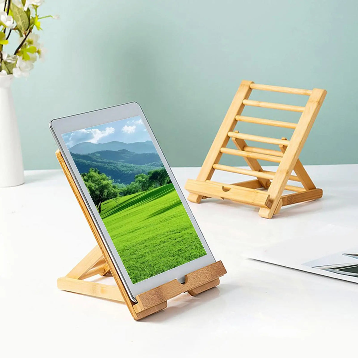 Tablet Stand Holder Wooden Adjustable Book Holder Reading Rest Holder Kitchen Cookbook Stand Desktop Cell Phone Stand For Oasis Select