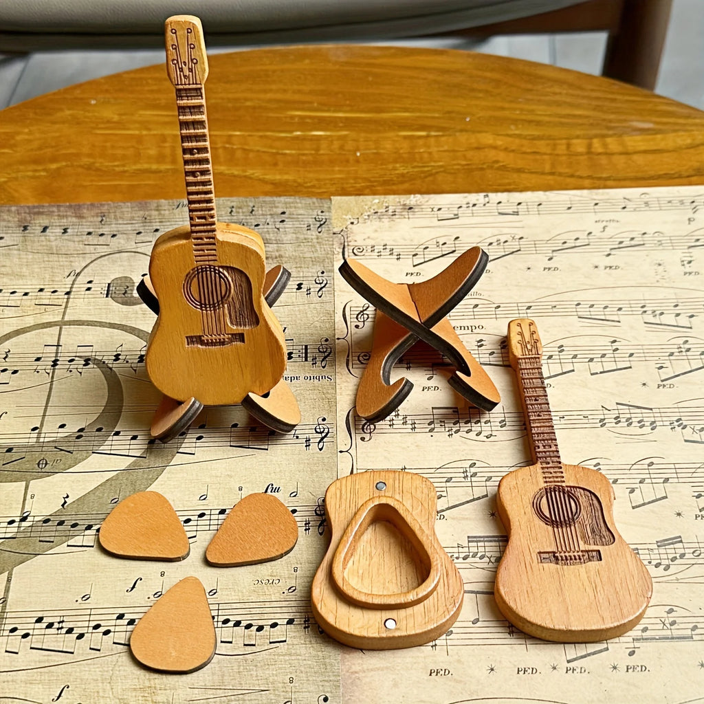 Personalized Wooden Guitar Pick Box with Standard 3 Pcs Engraved Guitar Picks Box for Guitar Lovers, Guitar Plectrum Storage Box Oasis Select