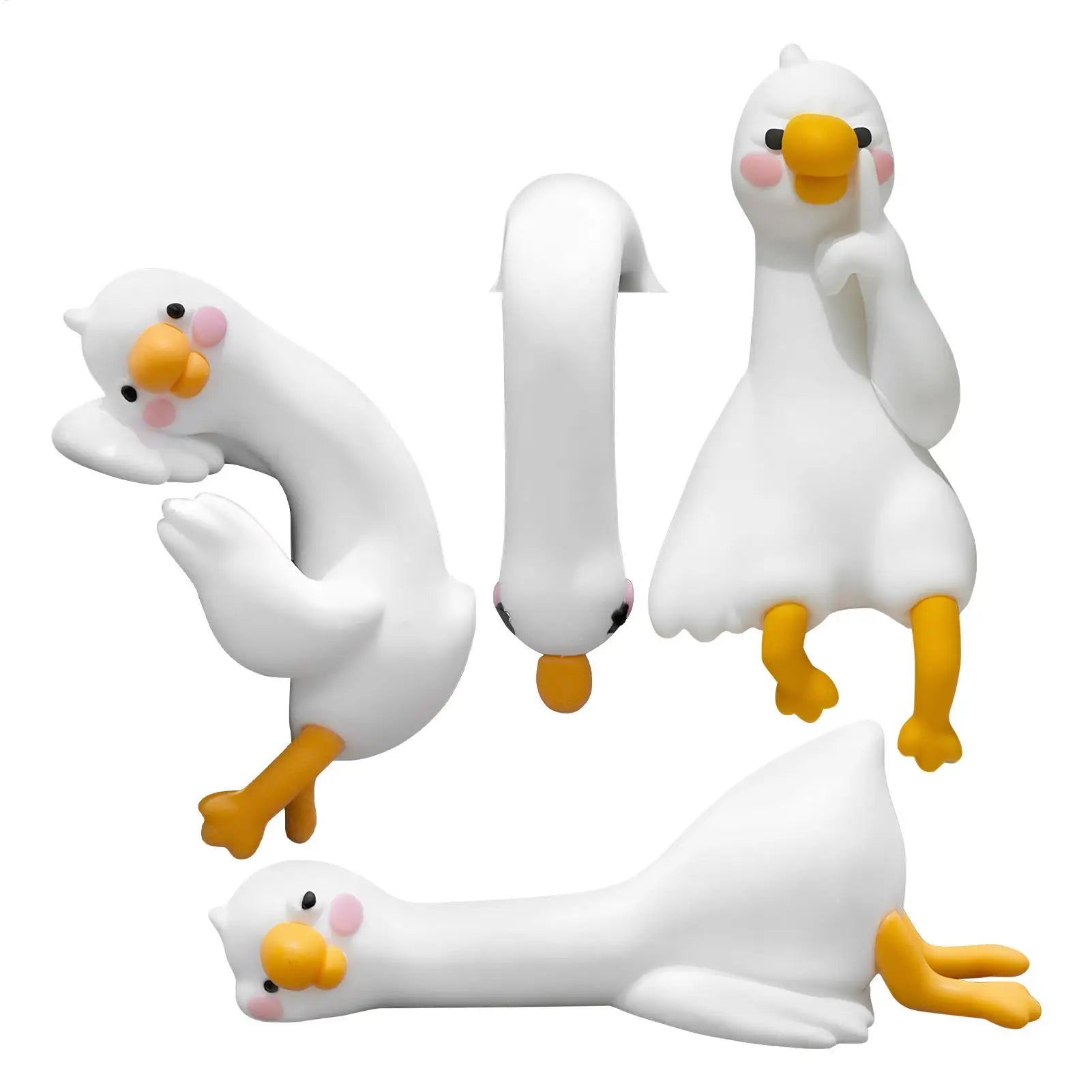Computer Monitor Decor Figurines 4 Pieces Geese Dashboard Decorations Cute Sculpture for Home Bedroom Study Room Workplace Shelf Oasis Select
