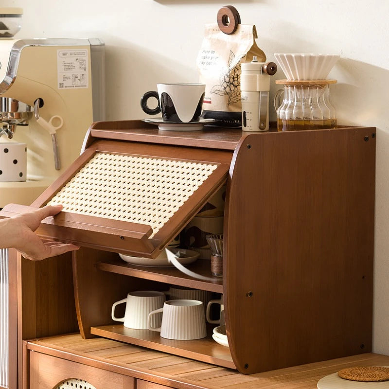 Kitchen dust tea set coffee cup storage cabinet Japanese kitchen desktop sundries cosmetics storage box dust bowl Oasis Select