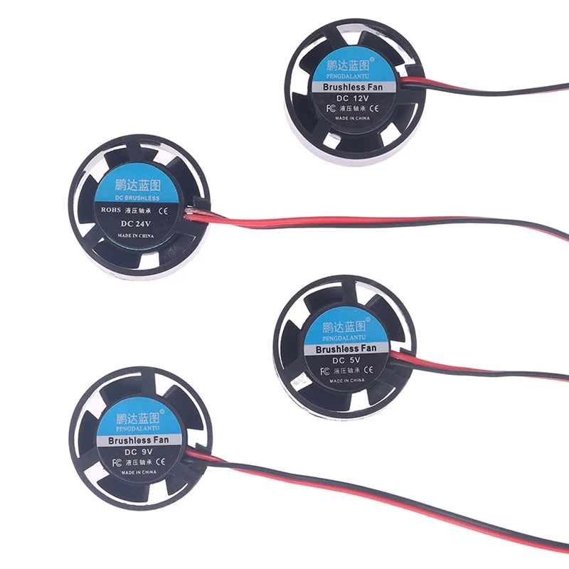 1Pc Notebook Micro Cooling Fan 25.5x10mm 5V 9V 12V 24V Round Mini For Led Lamps Computer Radiator Oasis Select