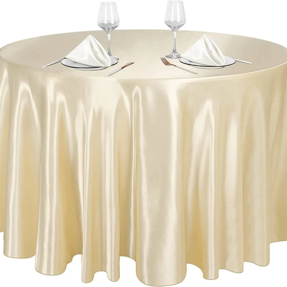 Round Satin Tablecloth | Imitation Silk Banquet Table Cover Satin Tablecloth Oasis Select Champagne 228cm
