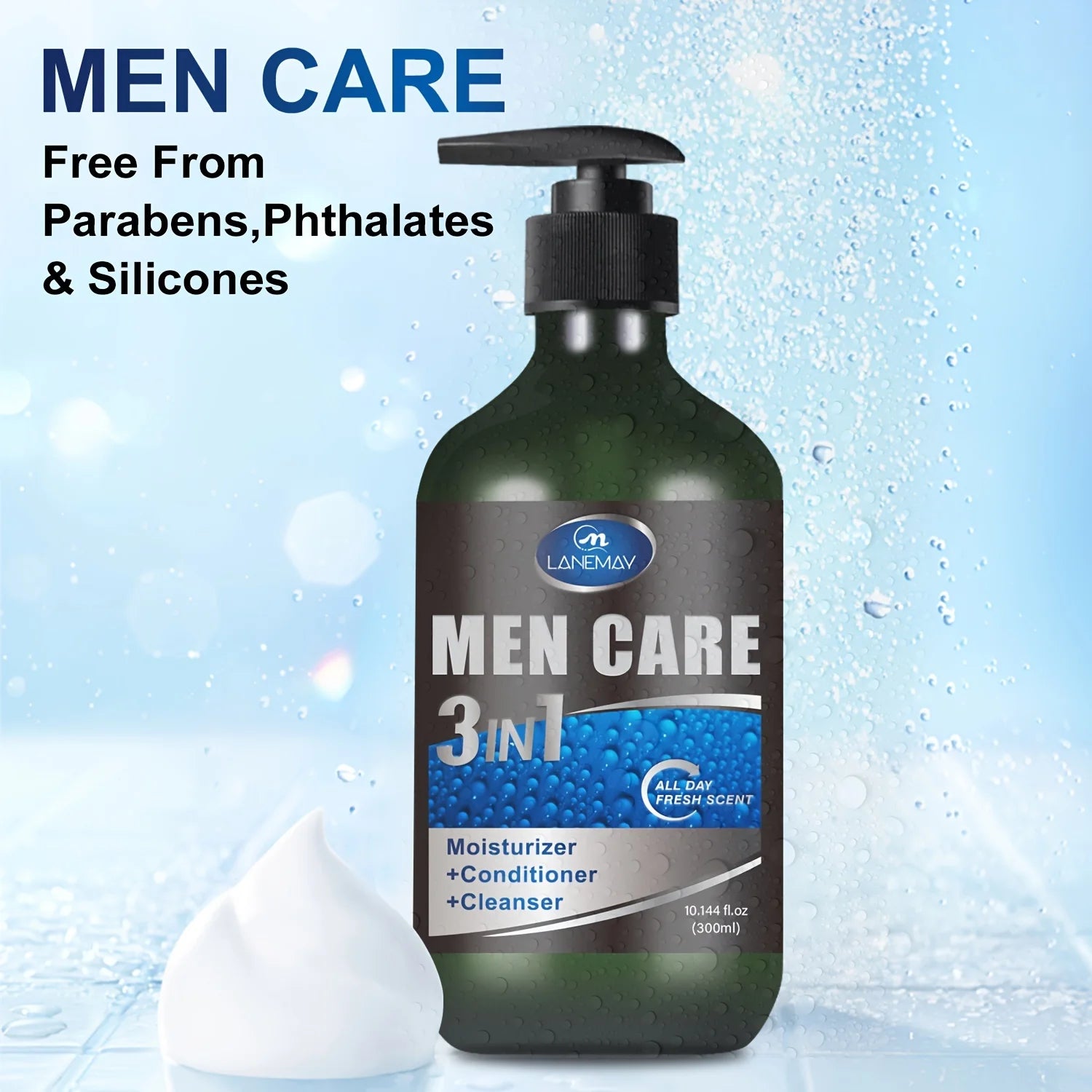 Men's 3-in-1 Body, Hair & Face Wash | Plant-Based Cleanser 3-in-1 Shower Gel Oasis Select