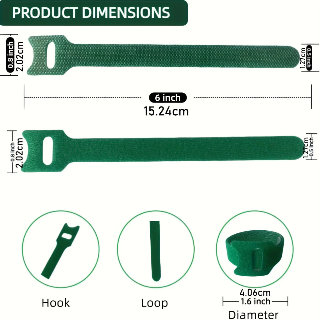 100Pcs Reusable 6 Inch Adjustable Nylon Plant Ties Non-Slip Hook and Loop Fasteners Garden Tape for Climbing Plants Support Oasis Select