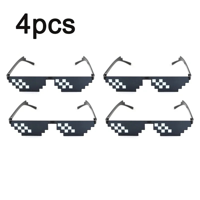 1-8pcs Mosaic Sunglasses Cool Party Vintage Shades Eyewear For Men Pixelated Sunglasses Funny Women Glasses Oasis Select 4PCS