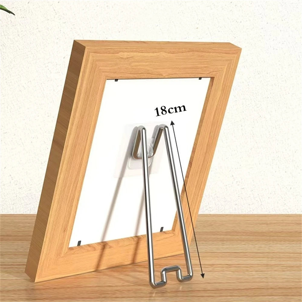 No Drill No Nail Photo Frame Stand Desktop Display Holder For Pictures Albums And Artwork Easy Setup Sturdy Support Only Bracket Oasis Select Silver-M 3-9