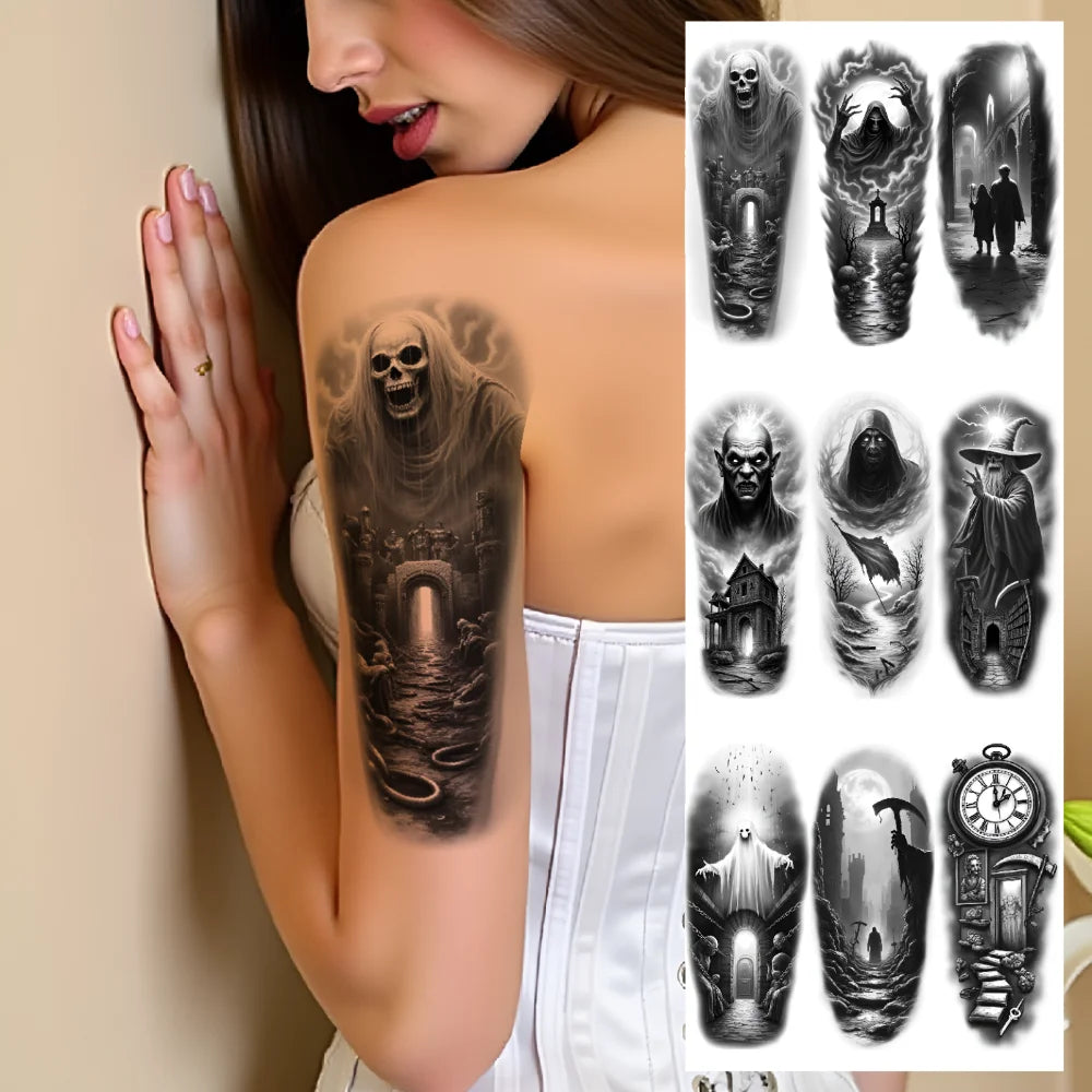 3-Pack Gothic Temporary Tattoos – Waterproof Dark Symbol Body Art