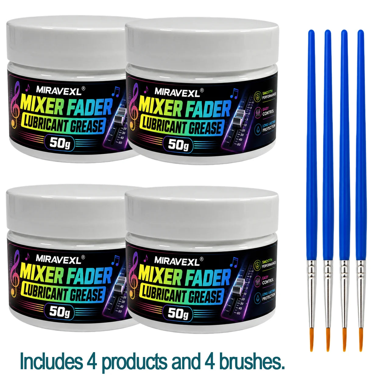 50g MIRAVEXL Mixer Fader Grease + Brush, Professional Mixer Lubrication, Smooth Performance, Long-Lasting, Easy to Apply Oasis Select 4 Cans-4 Items
