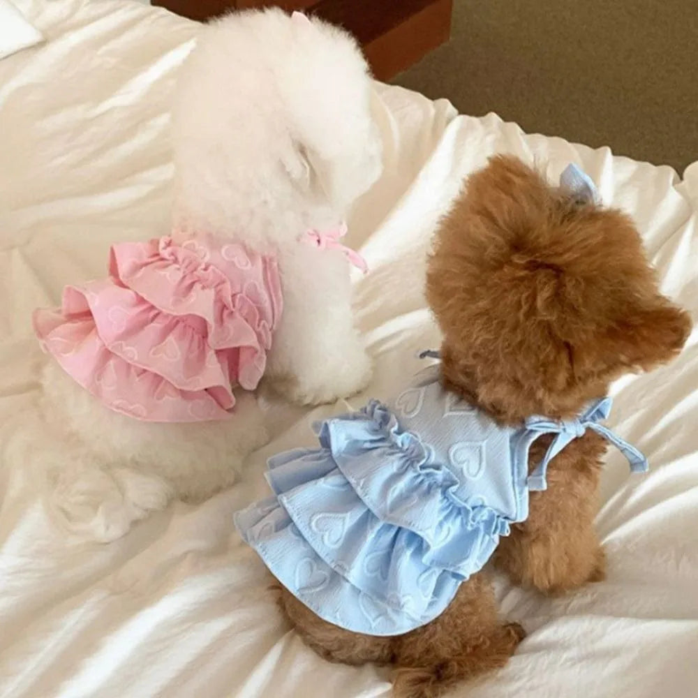 Fashion Cute Pet Love Strap Cake Skirt Breathable Thin Design Pet Summer Clothes Soft Dog Vest Spring/Summer Oasis Select