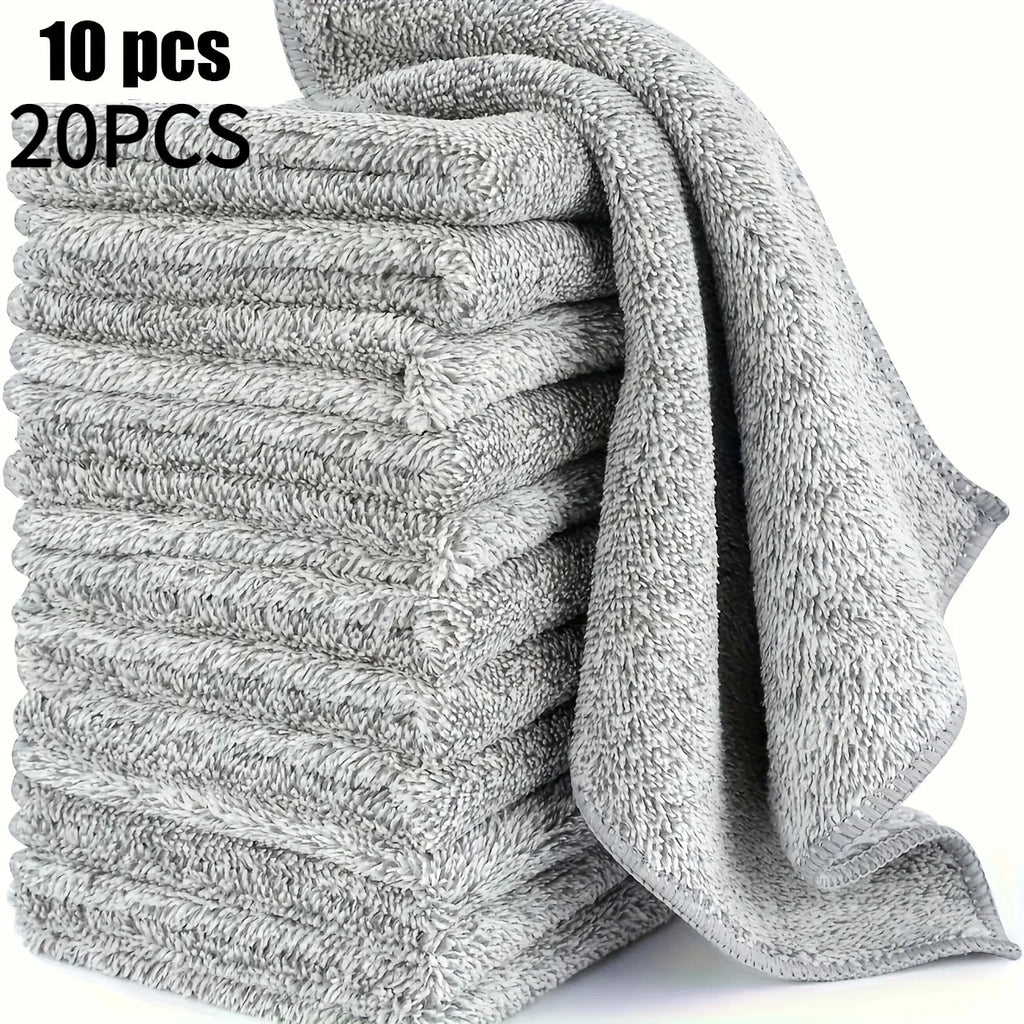 10/20PCS Super Absorbent Dishwashing Towels, Cloths, Cleaning Cloths - Thick Quick Drying Bamboo Charcoal Fiber Car Wash Cloth Oasis Select