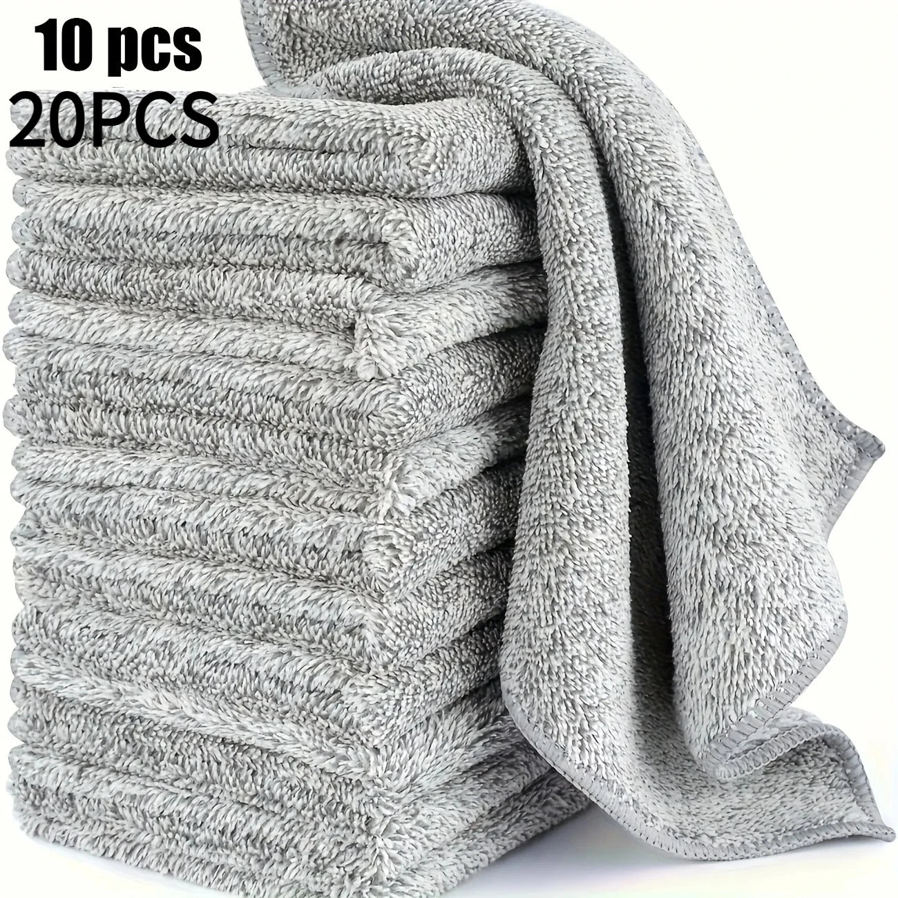 10/20PCS Super Absorbent Dishwashing Towels, Cloths, Cleaning Cloths - Thick Quick Drying Bamboo Charcoal Fiber Car Wash Cloth Oasis Select