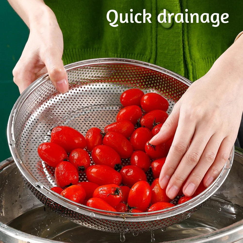 Stainless Steel Steaming Tray & Drain Basket with Handles