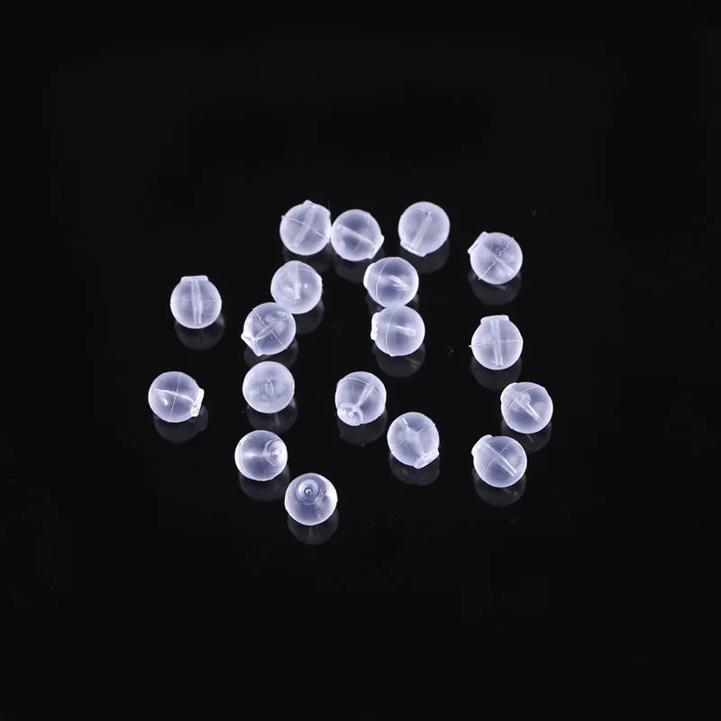 50/100/200pcs Soft Silicone Earring Backs Anti-Slip Leak-Proof Clear Ball Design for DIY Jewelry Making Comfortable Safety Stud Oasis Select