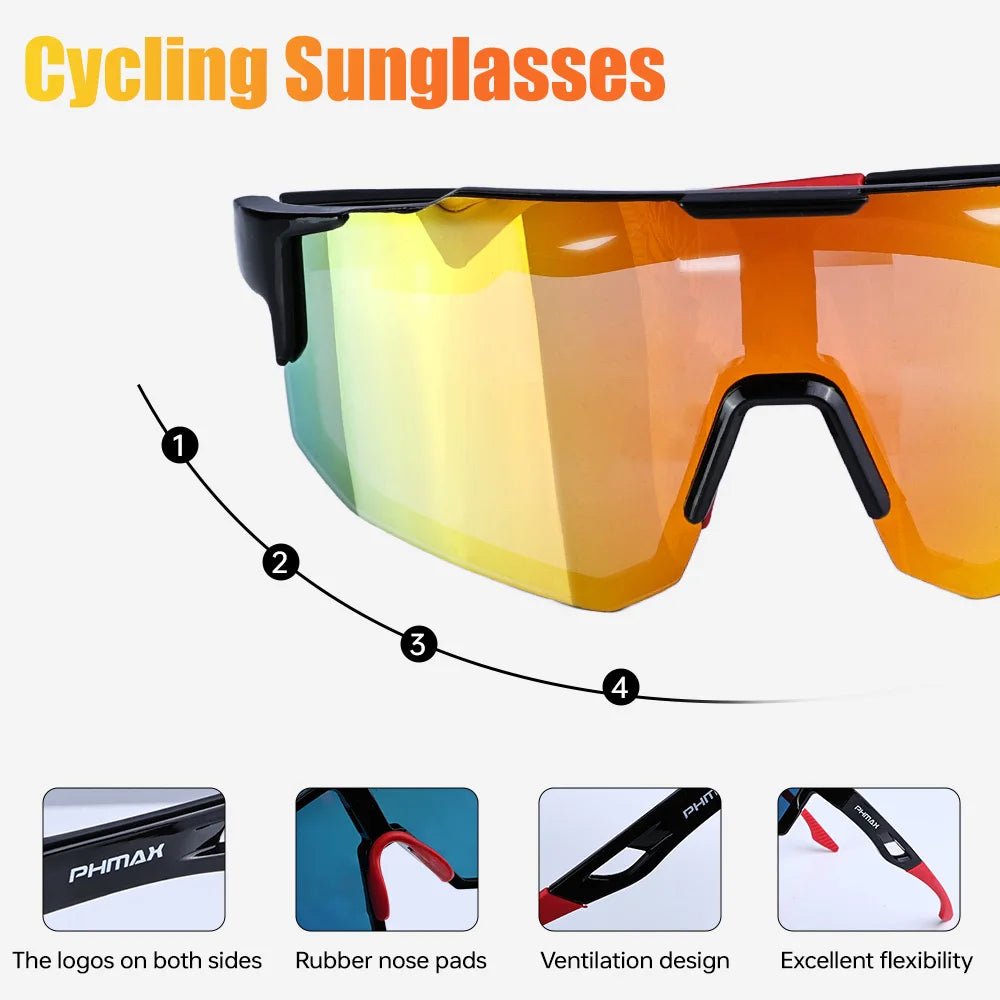 PHMAX Polarized Cycling Glasses Ultralight MTB Road Bike Glasses Sun Protection Men Polarized Bicycle Sunglasses Goggles Oasis Select