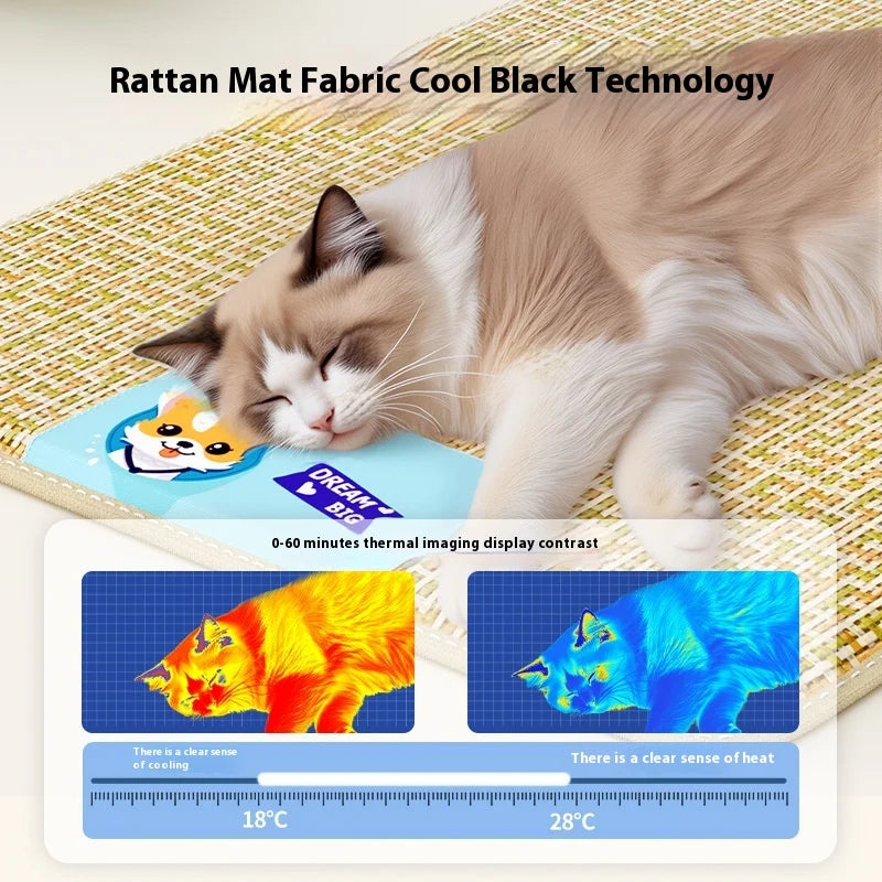 Summer Pet Cool MATS, Rattan Woven Dog Breathable and Cool MATS, Small and Large Dog Beds, and Dog Cool MATS Oasis Select