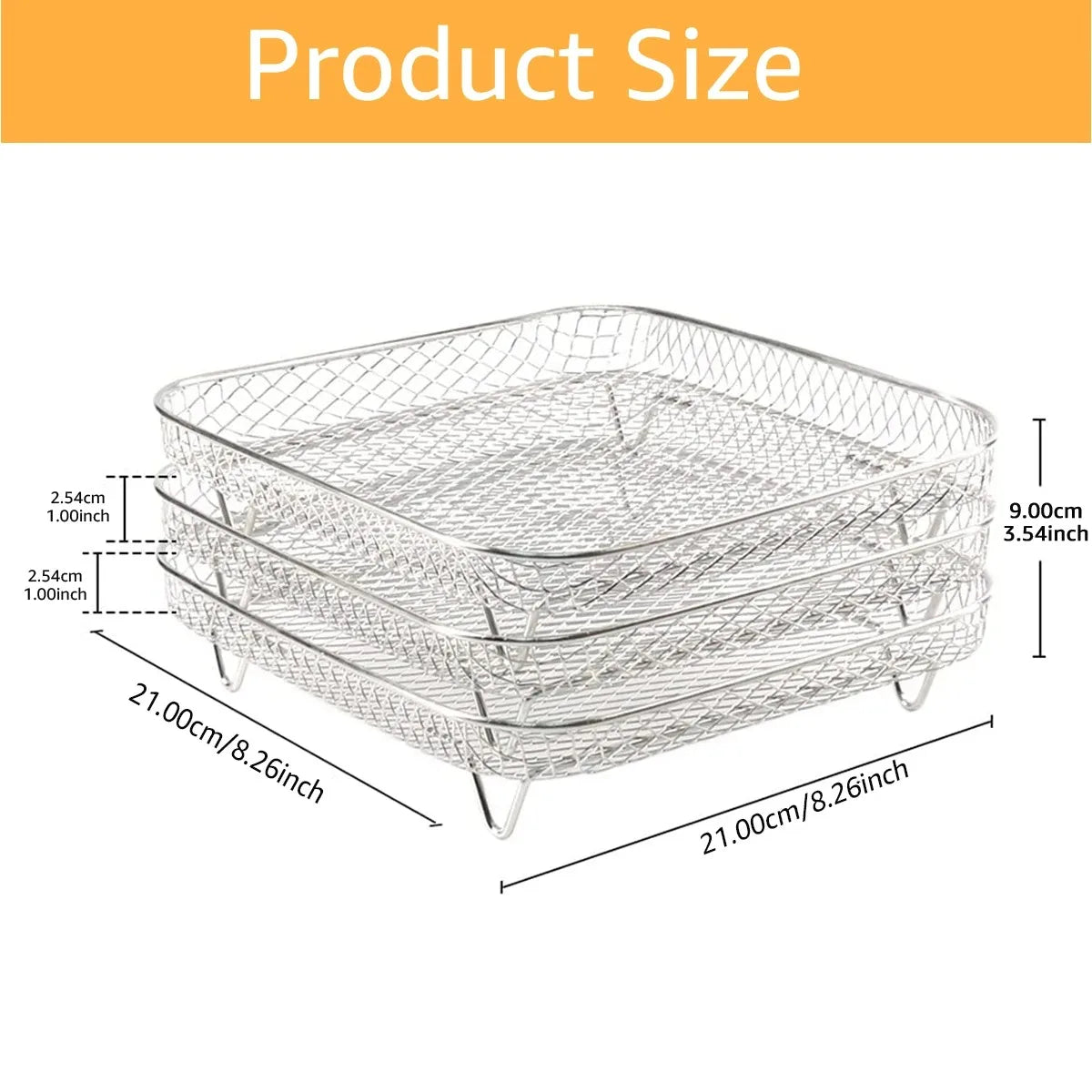 1/3Layer Air Fryer Racks Stainless Steel Square Air Fryer Basket Tray Stackable Dehydrator Racks Air Fryer Accessories Kitchen Oasis Select