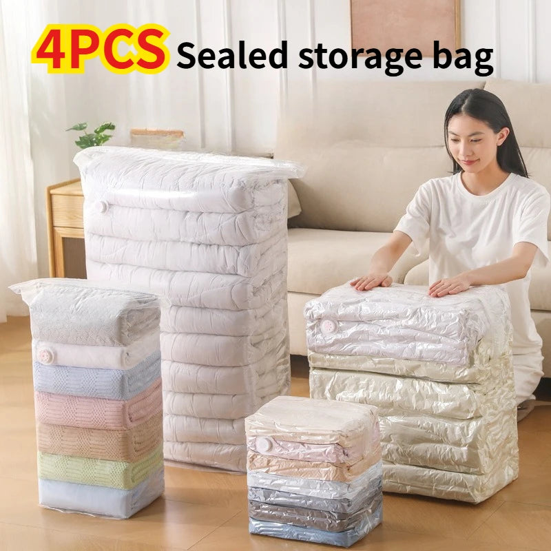 Reusable Compression Empty Bag Sealer Clothes Travel Packing Organizer Vacuum Large Plastic Storage Bags Storing Clothes Blanket Oasis Select
