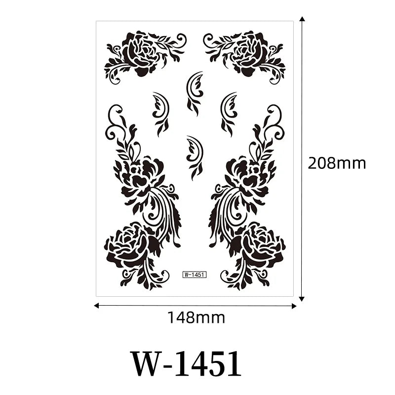 Black Henna Temporary Tattoo – Mandala Mehndi Body Stickers