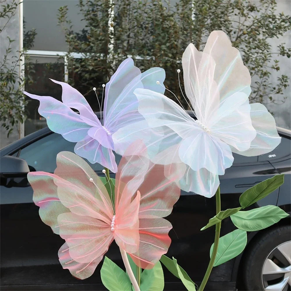 50cm Big Simulation Butterfly 3D Outdoor Shopping Mall Wedding Festival Decoration Hollow Large Hanging Gauze Fake Butterfly Oasis Select