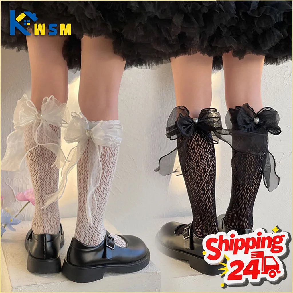 1-10PCS Summer Lace Ruffle Knee High Socks for Girls Moisture Wicking Breathable Princess Long Stockings for Kids Oasis Select