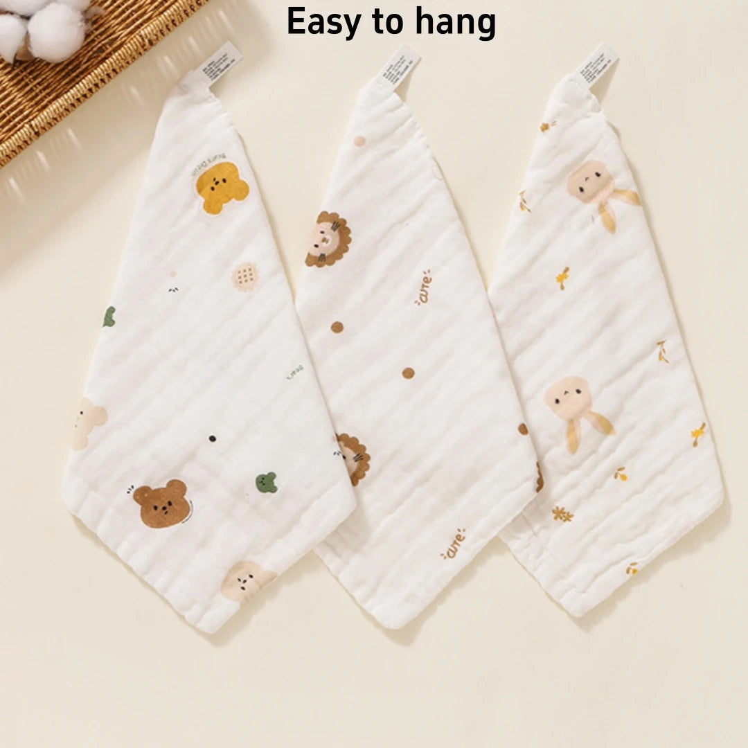 Baby Cotton Muslin Towel Bib Newborn Ultra-Soft Cotton Square Towel Baby-Specific Face Wash Towel Gauze Towel for Children Oasis Select