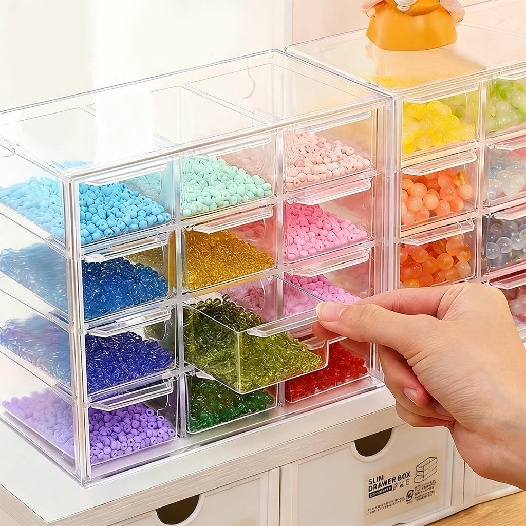 1pc drawer style 6-grid/9-grid/12 grid bracelet jewelry storage box desktop jewelry stationery lipstick dustproof storage box Oasis Select