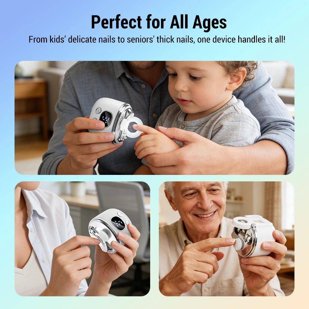 AFDEAL Electric Nail Trimmer – Dual Blade, LED, 3-Speed, LCD