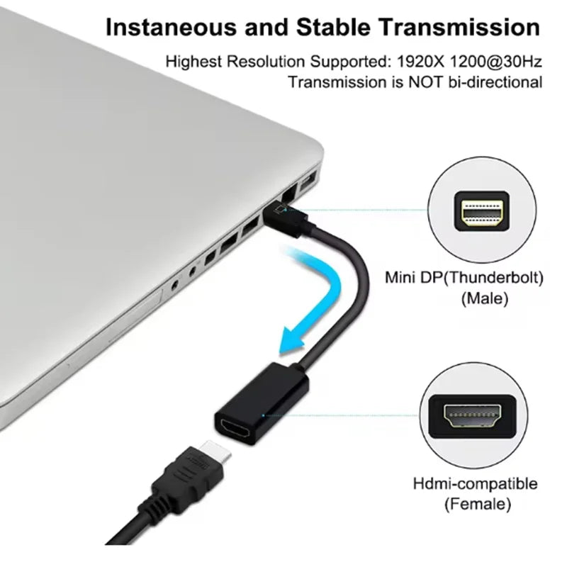 Mini DP DisplayPort to HDMI-compatible Adapter Cable 4K Mini DP to HDMI HDTV Female Converter Compatible for MacBook Air/Pro Oasis Select