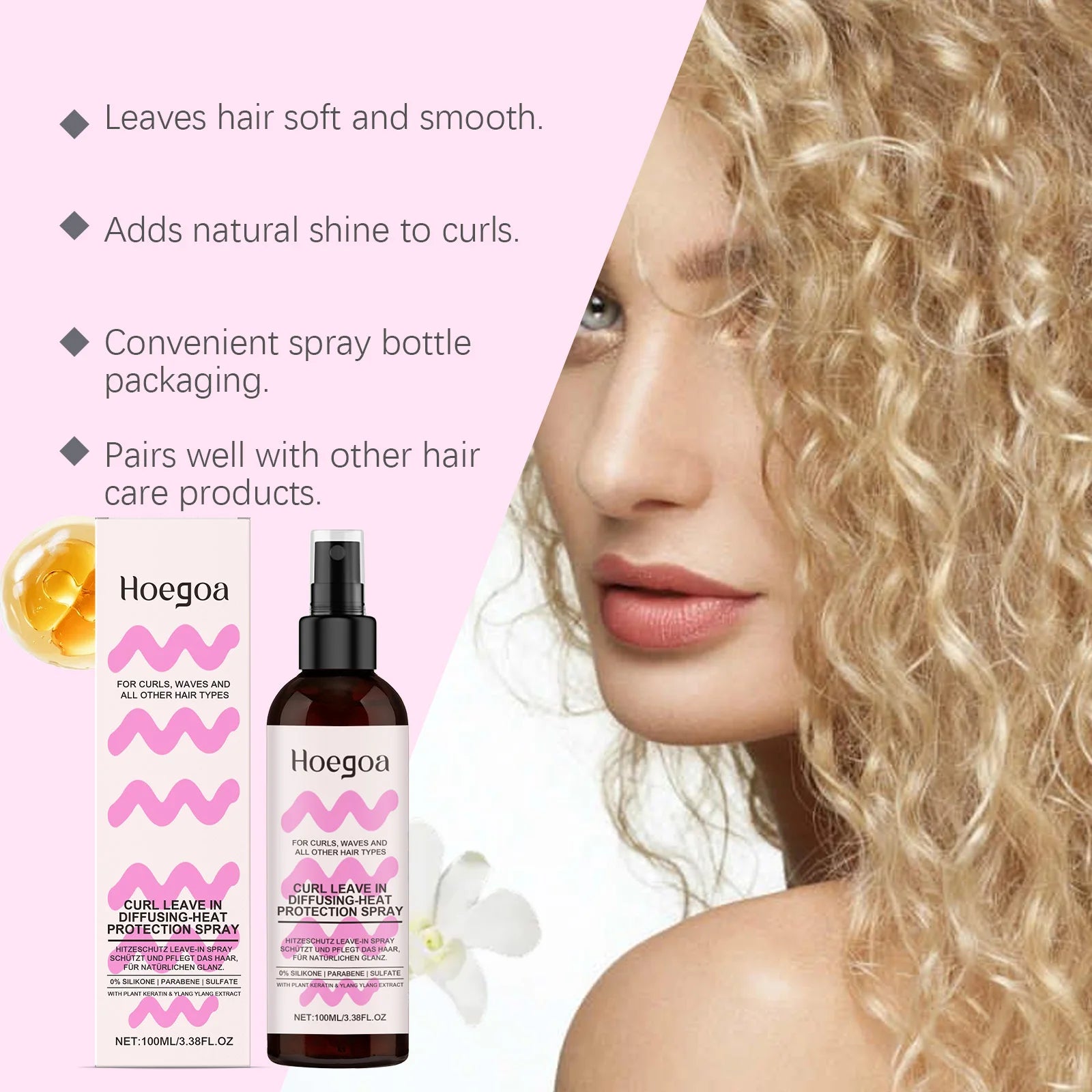 HOEGOA Anti-Frizz Curl Setting Spray – Volume & Shine 100ml
