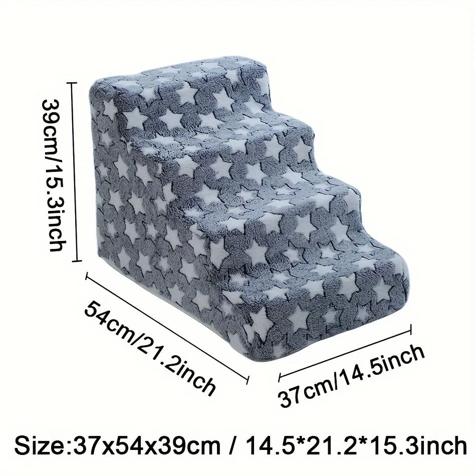 Pets Star Steps Foam Dogs Secure Stairs 3/4 Ramps Non-Slip Pets Steps for Protect Older Dogs Pets with Joint Pain Sofa Bed Ladde Oasis Select 4 blue