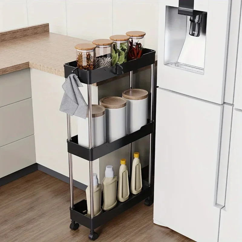 2025Bathroom Storage Rack With Wheels, 4 Layer Rolling Utility Cart, Bathroom Storage Organizer, Multi-purpose Utility Cart Oasis Select
