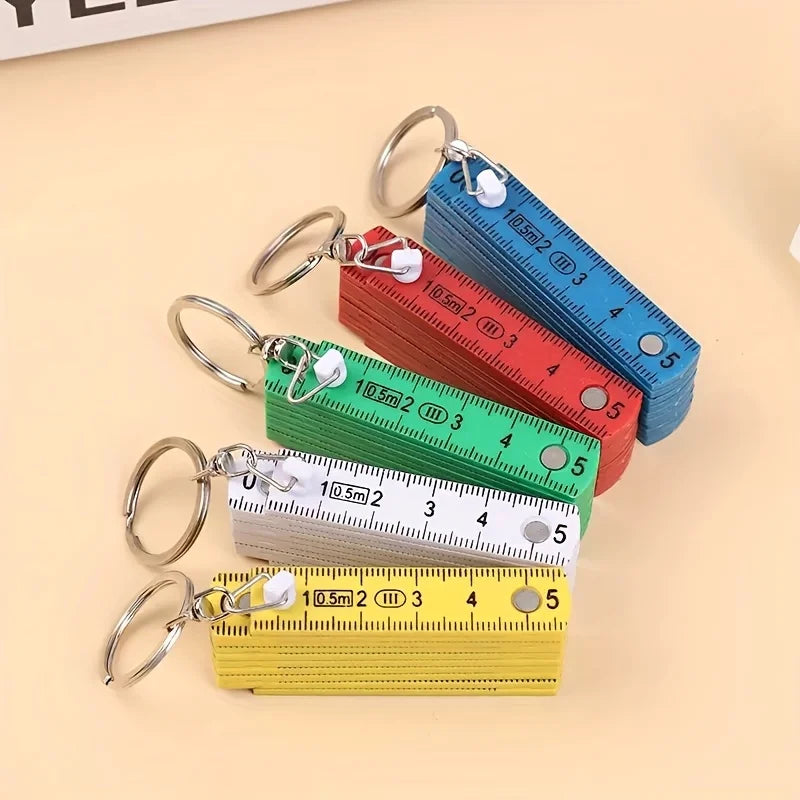 1PC Multifunctional ABS Plastic Folding Ruler,10 Folding with Keychain, Compact and Convenient To Carry, Student Measuring Ruler Oasis Select