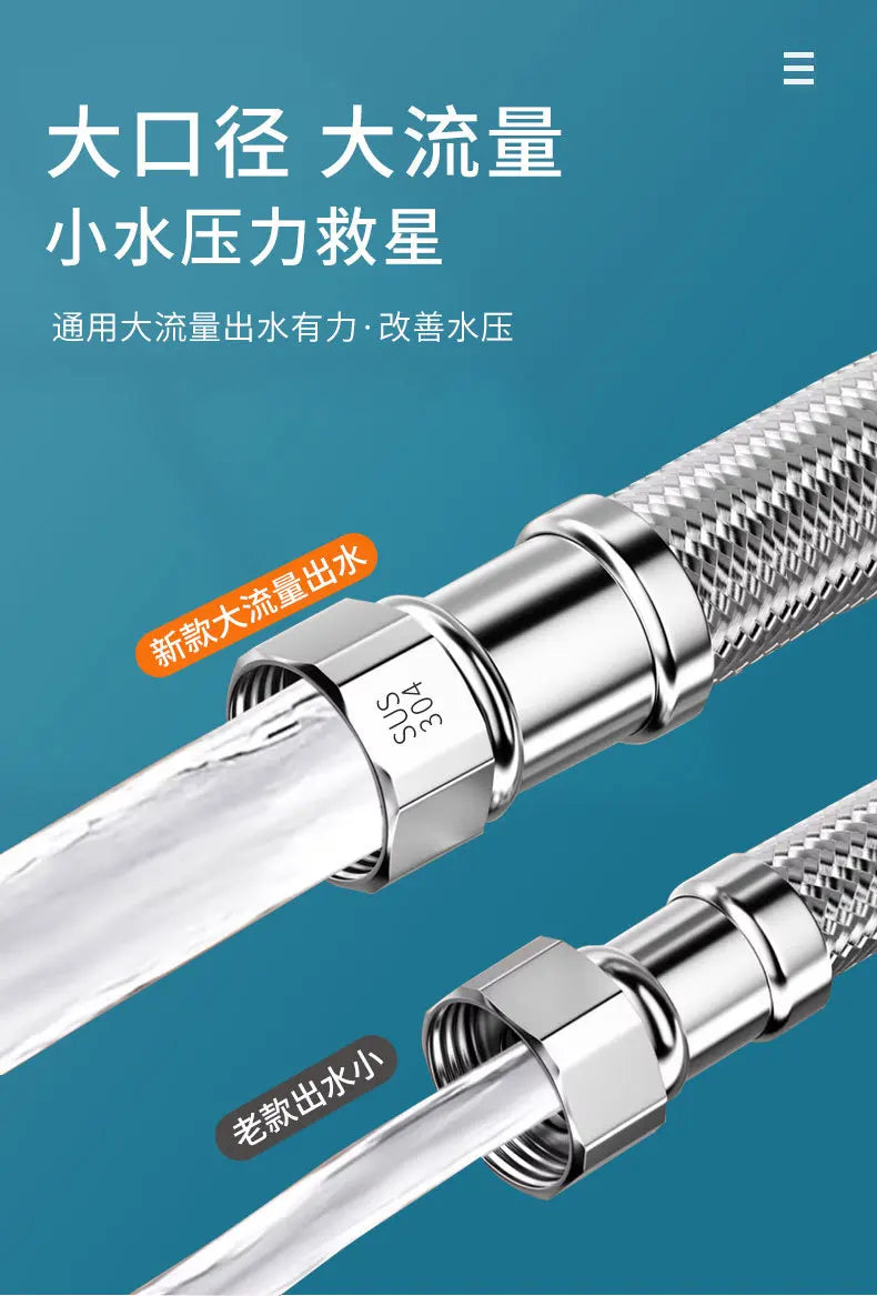 G1/2"-G3/4" SUS304 Water Inlet Hose Faucet 20cm-200cm Hose Water Heater Pipe Toilet Connection Kitchen Bathroom Hose Tube Oasis Select