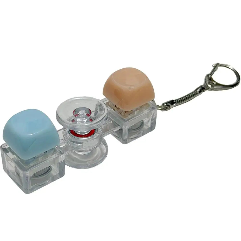 2 Button Decompression Toy Click Fidget Spinner Keychain RGB Light-up Mechanical Keyboard Sound Stress Relief Toy Oasis Select C