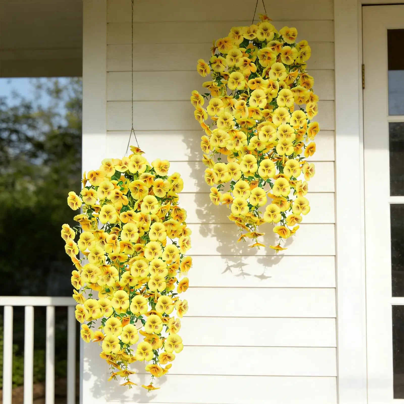 2Pcs Artificial Hanging Flowers Morning Glory Wall Hanging Faux Violet Plants Hanging Flowers Vines For Home Garden Decor Oasis Select