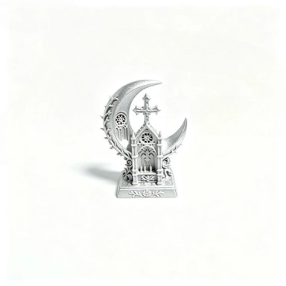Gothic Moon Church Cross Statue 3D Printed Star Cathedral Art Sculpture Elegant Desktop Room Aesthetic Ornament Home Decor Gifts Oasis Select Light Grey 10cm