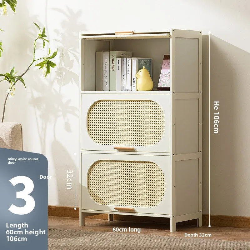 Cream wind all solid wood bookcase simple children's locker open storage cabinet living room study combination locker Oasis Select 60 long three doors