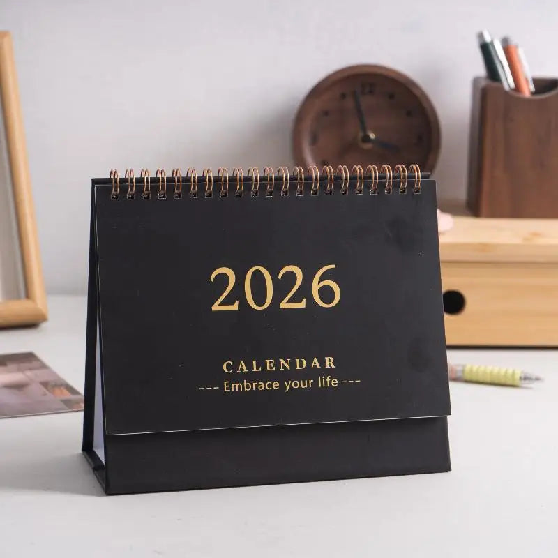 2026 Calendar Simple Memo Book Monthly Daily Planner Scheduler Time Management Home Office Desktop Decoration Standing Calendar Oasis Select Black