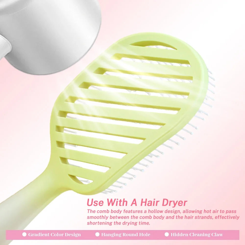 Hollow Out Detangling Hair Brush – Scalp Massage Comb Dry & Wet