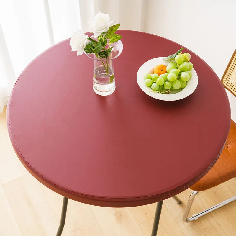 Elastic Round Table Cover Waterproof and Oil Resistant All Inclusive Desktop Cover Household Outdoor No Wash Elastic Band Oasis Select