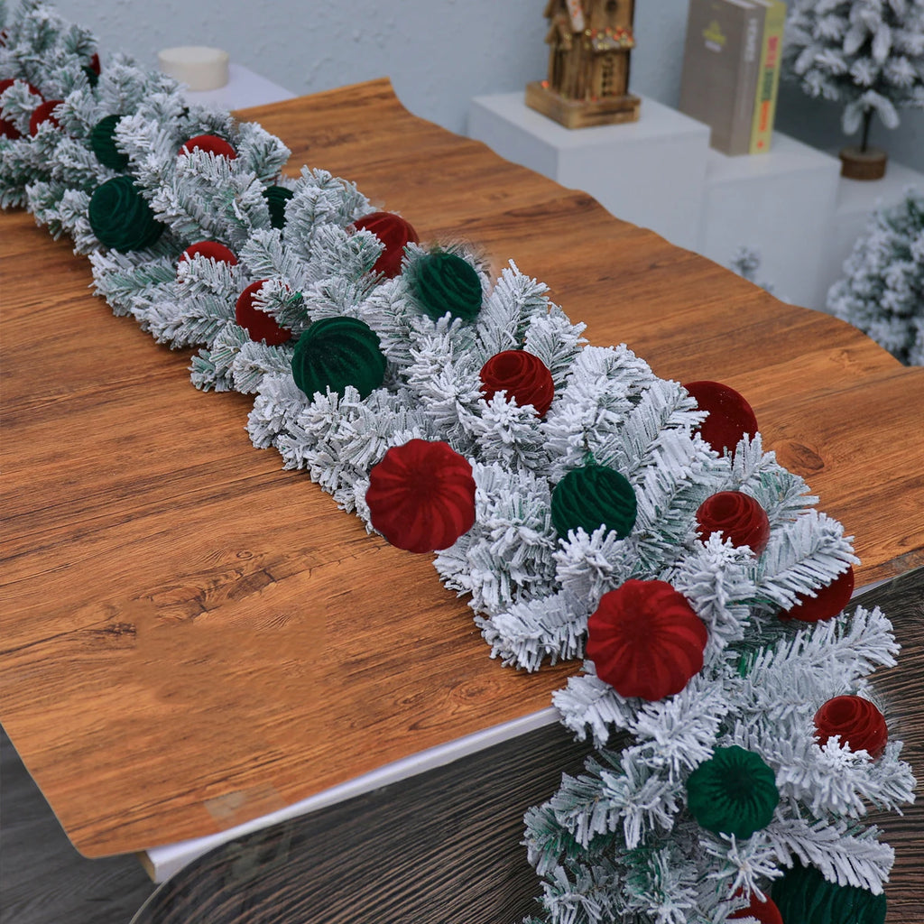 Lifelike Christmas Rattan Garland | Snowfall Holiday Decoration