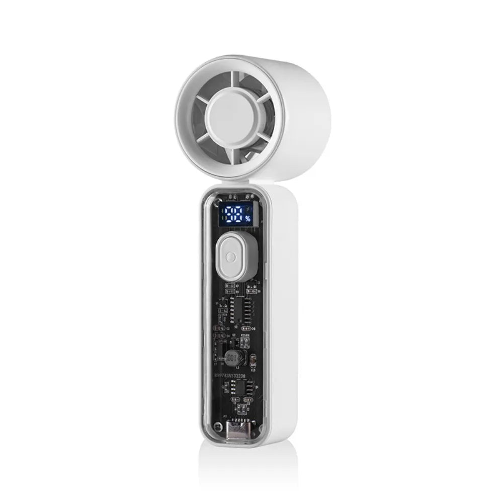 Digital Display Refrigeration Electric Fan High Wind Speed Quiet Operation Personal Cooling Fan Ice Cool Function Portable Oasis Select White Regular Style