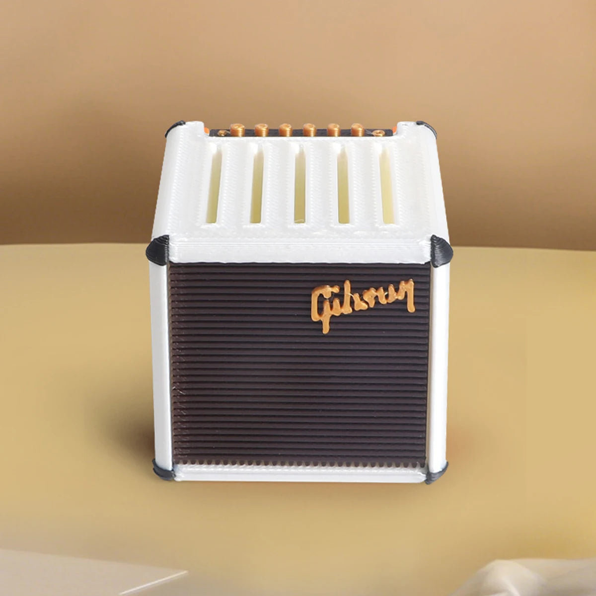 Guitar Pick Holder Box – Mini Amp Speaker Design Storage Case, Cool Desk Decor for Musicians, Fits All 2mm Standard Picks Oasis Select White