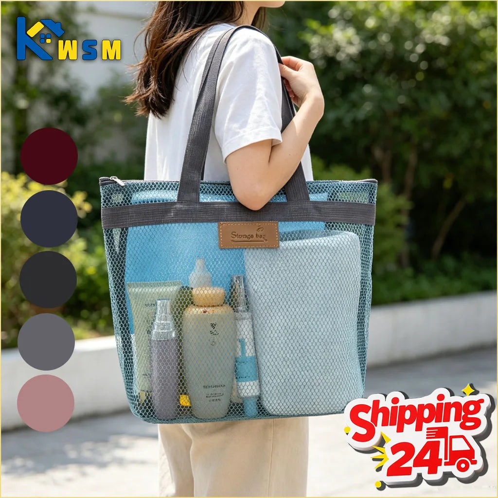 1-5PCS Large Mesh Beach Tote Bag for Swimming Pool Travel Portable Handy Storage Pouch for Wet Clothes Toiletries Towel Oasis Select